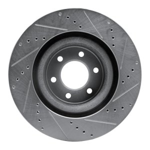 Dodge Viper Brake Rotor (1) - Front Left - R1 Concepts - Drilled & Slotted - Silver - `92-`02